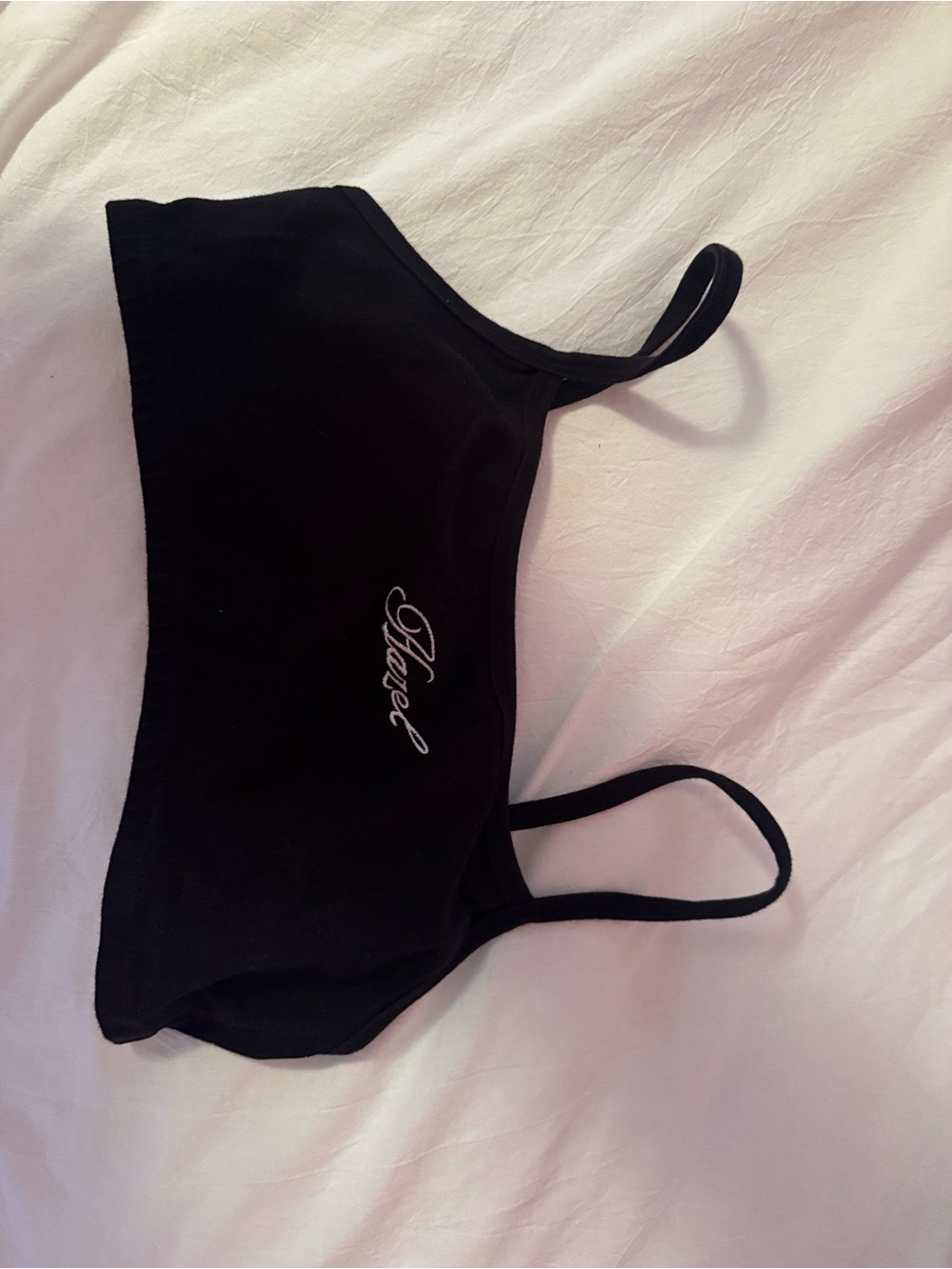 Hazel Black Bralette - Script Logo